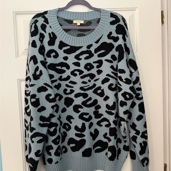 ODDY Leopard Print Sweater in Blue and Black - Picture 1 of 4